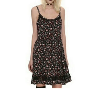 VTG Y2K Hot Topic Floral Skull Lace Flowy Sun Dress